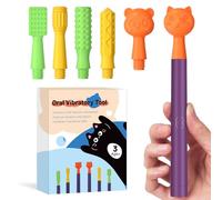 Oral Sensory Stimulation Kit with 6 Soft Textured Heads for Speech Therapy & Feeding Support, Muscle Strength & Phonation Improvement - Purple