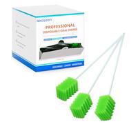 Oral Swabs Disposable 200 Count - Long Handle Soft Sponge Mouth Swabs, Individually Wrapped, Latex-Free, Non-Abrasive for Oral Hygiene & Comfort Care (Green)
