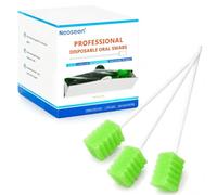 Oral Swabs Disposable 200 Count - Long Handle Soft Sponge Mouth Swabs, Individually Wrapped, Latex-Free, Non-Abrasive for Oral Hygiene & Comfort Care (Green)