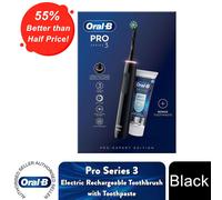 OralB Pro Series 3 Electric Rechargeable Toothbrush with Bonus Toothpaste, Black