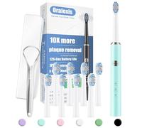 ORALEXIS Sonic Electric Toothbrush for Adults, with 8 Brush Heads, Travel Case & Holder, One Fast Charge Last 90 Days, 2-Minute Smart Timer, 40000 VPM Deep Clean, Rechargeable Toothbrush - Blue