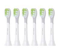 Oralica Compatible for Philips Sonicare W DiamondClean Replacement Toothbrush Heads HX6062 HX6063 HX6064, Whitening, Plaque Stain Removal with Medium Bristles and Tongue Cleaner Rubber, White, 6 Pack