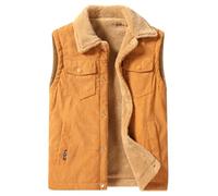 Oralidera Men's Corduroy Gilet Fleece Body Warmer Waistcoat Sleeveless Cord Gilet Winter Warm Thick Countrywear Quilted Vests, Yellow, S