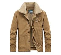 Oralidera Mens Sherpa Lined Corduroy Trucker Jacket Winter Retro Quilted Car Coat Long Sleeve Button Down Cord Jacket