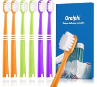 Oralphi 6 PCS Soft Toothbrush for Adults,Wide Head Travel Toothbrushes with 10000 Extra Soft Flossing Micro Nano Bristles for Sensitive Gums, Pregnant Women,Elderly,Family Pack