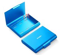 Oralphi Aluminum Retainer Case for Invisalign,Denture Box Aligner Case with Vent Holes,Partial Mouth Guard Case Retainer Box False Teeth Container,Slim Orthodontic Box for Travel,School,Office-Blue