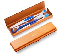 Oralphi Wider Aluminum Toothbrush Travel Case,Portable Travel Toothbrush Holder,Durable Manual Toothbrush Container for Traveling,Bathroom,Camping,Business Trip,Orange