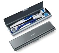 Oralphi Wider Aluminum Toothbrush Travel Case, Portable Travel Toothbrush Holder, Durable Manual Toothbrush Box Container for Traveling, Bathroom, Camping, Business Trip, Gray