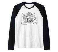 Oranda Line Art Fish Lover Raglan Baseball Tee