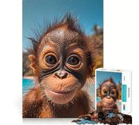 Orang Tan Fun at The Beach Jigsaw Puzzle 1000 Piece for Adults Brain Challenge Toy Leisure Time Clear Cut Amazing Present (38x26cm)