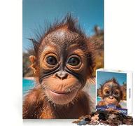 Orang Tan Fun at The Beach Jigsaw Puzzles for Adults1000 Pieces Strengthen Memory Home Pastime Clean Edge Elegant Gift (50x75cm)