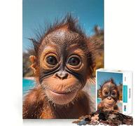 Orang Tan Fun at The Beach Jigsaw Puzzles for Adults1000 Pieces Strengthen Memory Home Pastime Clean Edge Elegant Gift (50x75cm)