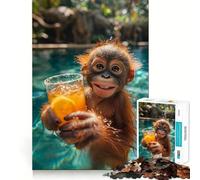Orang Utan Bartender Hard Jigsaw Puzzle for Adults 1000 Pieces Solid Logic Toy Simple Fun Precision Cut (50x75cm)