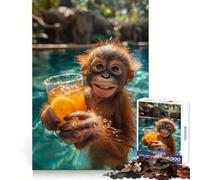 Orang Utan Bartender Hard Jigsaw Puzzle for Adults 1000 Pieces Solid Logic Toy Simple Fun Precision Cut (50x75cm)
