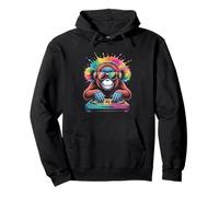 Orang Utan Monkey DJ Turntables EDM Synthesizer Rave Music Pullover Hoodie