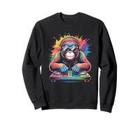 Orang Utan Monkey DJ Turntables EDM Synthesizer Rave Music Sweatshirt