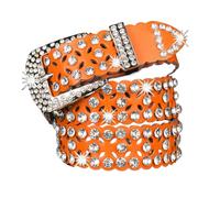 Orange,110CM/43.3'',Womens Men Rhinestone Western Belts,Fashionable Sparkly Diamond Belt,Vintage Cowgirl Leather Sequin Belt for Jeans