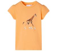 vidaXL Children's Bright Orange Giraffe Print T-Shirt - Cotton Blend, Short-Sleeve Tee for Kids 5-6 Years