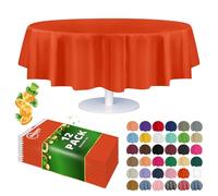 Orange 12 Pack Premium Disposable Plastic Tablecloth 84" Inch Decorative Round Table Cover By Grandipity