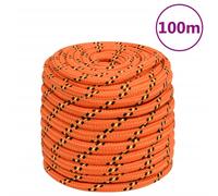 vidaXL Polypropylene Boat Rope - Braided Anchor Line Cord - 16mm Thick, 100m Long - Orange, Weather-Resistant Material - Suitable for Sailing, Boating, Camping, Kayaking, Fishing