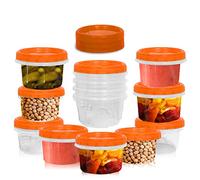 [Orange, 16 oz,12 Pk] Airtight Deli Food StorageContainers with Lids, Twist Lock Cap, Intended for Meal Prep, Snacks, Leftovers, Freezer and Microwave Safe, Stackable, and Portable, 12 Pc Set (475 ml)