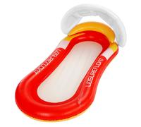 (Orange) 160x90cm Inflatable Float Lounge Inflatable Chair with Headrest Block UV Shading Effect Row Raft Outdoor for Kids Adults Swimming Pool