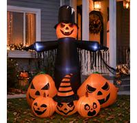 Orange 185Cm Led Inflatable Pumpkin Family Halloween Garden Decoration