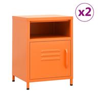 vidaXL Nightstands 2 pcs Orange 35x35x51 cm Steel
