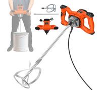 Orange 2600W Concrete Mixer Machine Paddle Mixer, Electric Power Plaster Mixer, 6 Speed Adjustable Paint Mixer, M14 Threaded Rod, 2M Power Cable for Mortar Grouts Paint Cement Plaster Plastering