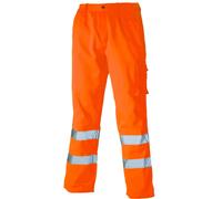 (Orange, 4XL) DICKIES Hi Vis Polycotton Work Trousers PPE Safety SA35015