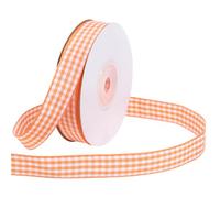 Orange 5/8 inch Gingham Plaid Ribbon for Gift Wrapping 25 Yards | Orange and White Classic Thin Checkered Buffalo Ribbons for Crafts Flower Bouquet Wedding Christmas Easter Halloween