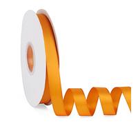 Orange 5/8" X 50 Yards Solid Color Satin Ribbon, Double Faced High Density Polyester Fabric Ribbon for Gifts Wrapping, Wedding, Party, Crafts, Hair Bows, Home DIY Decor Ornaments