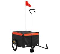 (orange, 62.5 x 124 x 52 cm) vidaXL Bike Cargo Trailer Bike Carriage Bicycle Wagon Trailer with Flag Iron