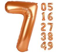 Orange 7 Balloon, Number Balloon 40 Inch, Orange Party Decorations, 7th Number Seven Birthday Decorations, Number 7