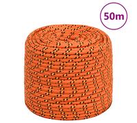 vidaXL Boat Rope Anchor Line Braided Cord UV Resistant Ship Marine Yacht Coil Rope Abrasion Resistant Orange 8 mm 50 m Polypropylene