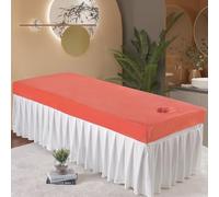 Orange,80x190cm/2.6x6.2ft,Massage Table Sheet,Massage Bed Cover with Face Hole,Elastic All-Round Wrap Beauty Bed Cover Washable Reusable Spa Massage Treatment Table Bed Cover