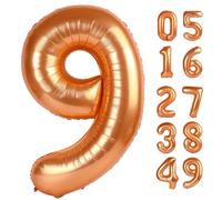 Orange 9 Balloon, Number Balloon 40 Inch, Orange Party Decorations, Giant Birthday Decorations for 9th 19th 29th 90th, Number 9 Balloon