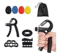 (Orange) 9 Pcs Hand Grip Strengthener Adjustable Hand Gripper Finger Stretcher Resistance Stress Relief Ball Fitness Exercise Tools