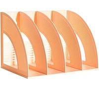 Orange A4 Collapsible File Holder - 4-compartment Desk Organizer For Home & Office Document Storage, Efficient Letter & Magazine Organizer
