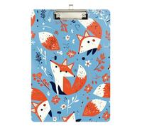 Orange Abstract Foxes mini clipboard case Transparent for Softball Coaches clipboard Teacher Size 9 x 12 Silver