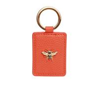 Alice Wheeler Orange Keyring -Vegan Leather with Gold Bee Emblem - Stylish Bag Charm or Key Accessory