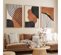 Orange and Black Abstract Wall Art Abstract Geometric Canvas Art Modern Minimalist Abstract Line Art Decor Black Abstract Line Art Prints Abstract Terracotta Wall Art for Home Decor 16x24inch No Frame