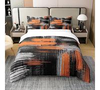 Orange and Black Duvet Cover 100% Cotton Single Size Kids Vintage Abstract Comforter Cover Set for Boys Teens Pink Messy Rust Bedding Set Breathable Modern Grunge Art Bedspread Cover Room Decor