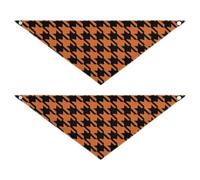 Orange and Black Houndstooth 2 Pack Dog Grooming Bandanas Bulk Scarf Handkerchief Pet Holiday Accessories Decor for Dogs Cats