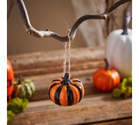 Orange and Black Striped Pumpkin Decoration