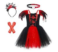 Orange and Black Witch Costume for Girls Magic Deluxe Fancy Dress Outfit Toddler Halloween Costumes Girls Kids Halloween Costume Witch Kids Babys First Outfits Gothic Dress
