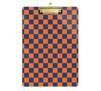 Orange and Blue American Plaid Acrylic Sign in clipboard Standard Letter A4 Size Transparent for Nursing Student Trade Quest Gold 12x9in Tabla para escribir con Clip