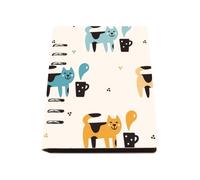 Orange and Blue Cats A5 Notebook, Pu Leather Notebooks A5, Lined Paper Lined Notebook 180Pages/90Sheets, Note Book for Meeting, Notepads for Note Taking, College Essentials Women Man