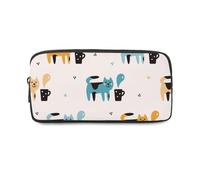 Orange and Blue Cats Organised Pencil Case with Zip Up School Pencil Cases Pen Case Back to School Supplies Secondary High College Sixth Form Stationery Gifts for Women Men