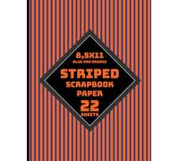 Orange and Blue Striped Scrapbook Paper: Vertical Stripes Candy Cane Pattern for Various Crafts, Collages, Invitations, Card Making, DIY Projects - 22 Sheets - 1 Design